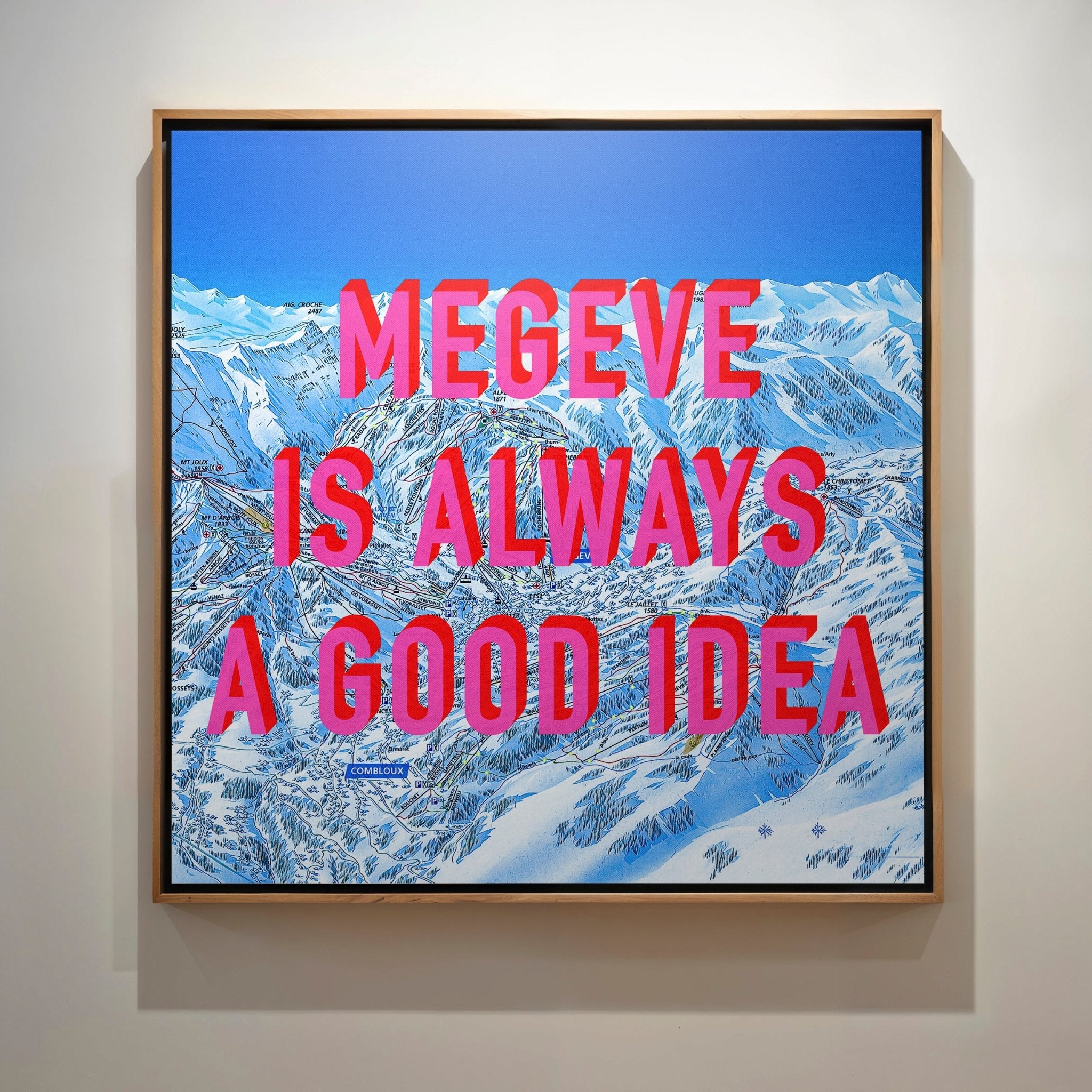Megeve Retro Pop Art Ski Map Print - Magic Posters