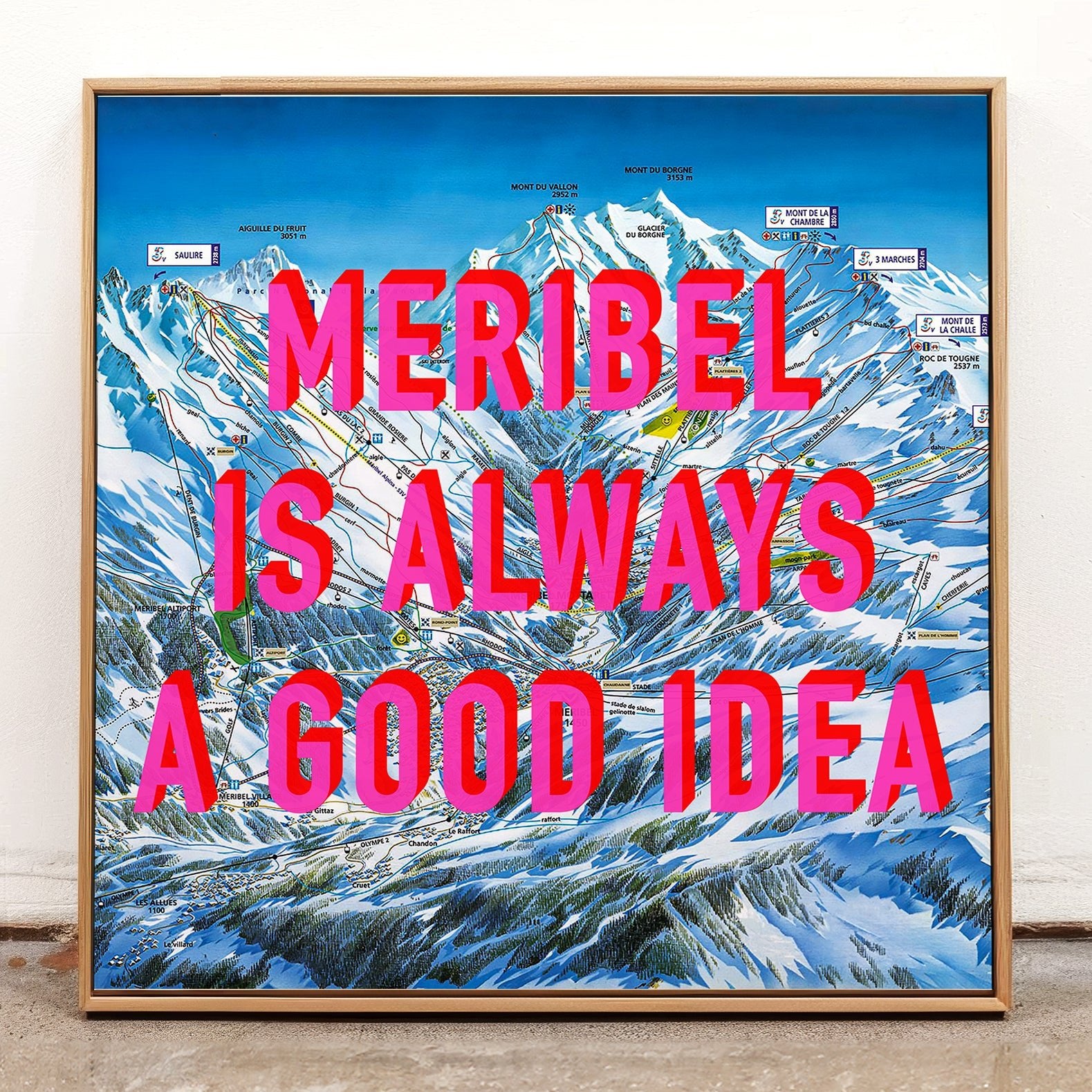 Meribel Retro Pop Art Ski Map Print - Magic Posters