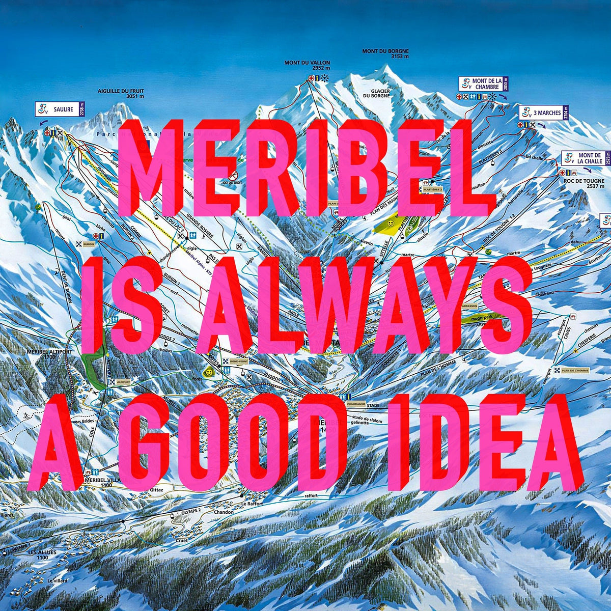 Meribel Retro Pop Art Ski Map Print