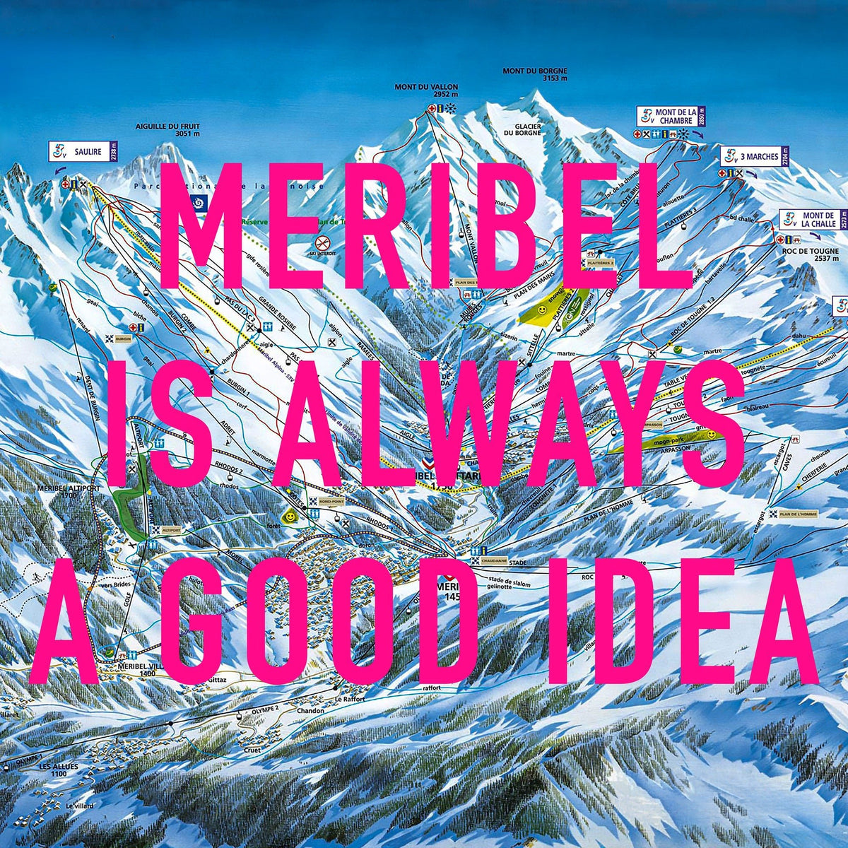 Meribel Retro Pop Art Ski Map Print