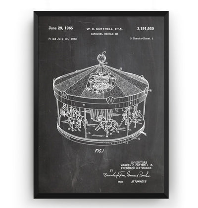 Merry Go Round 1965 Patent Print - Magic Posters
