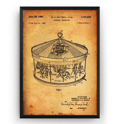 Merry Go Round 1965 Patent Print - Magic Posters