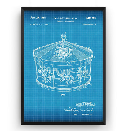 Merry Go Round 1965 Patent Print - Magic Posters