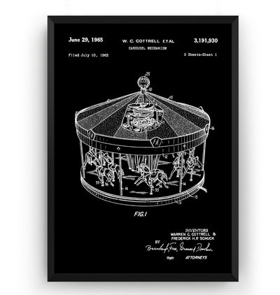 Merry Go Round 1965 Patent Print - Magic Posters