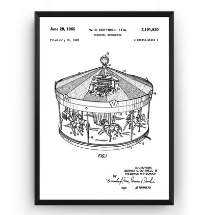 Merry Go Round 1965 Patent Print - Magic Posters
