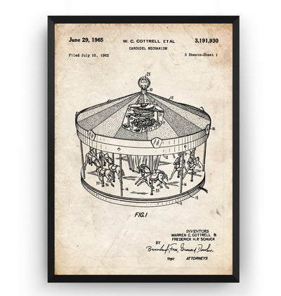 Merry Go Round 1965 Patent Print - Magic Posters