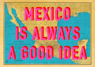 Mexico Retro Pop Art Map Print (Landscape v2)