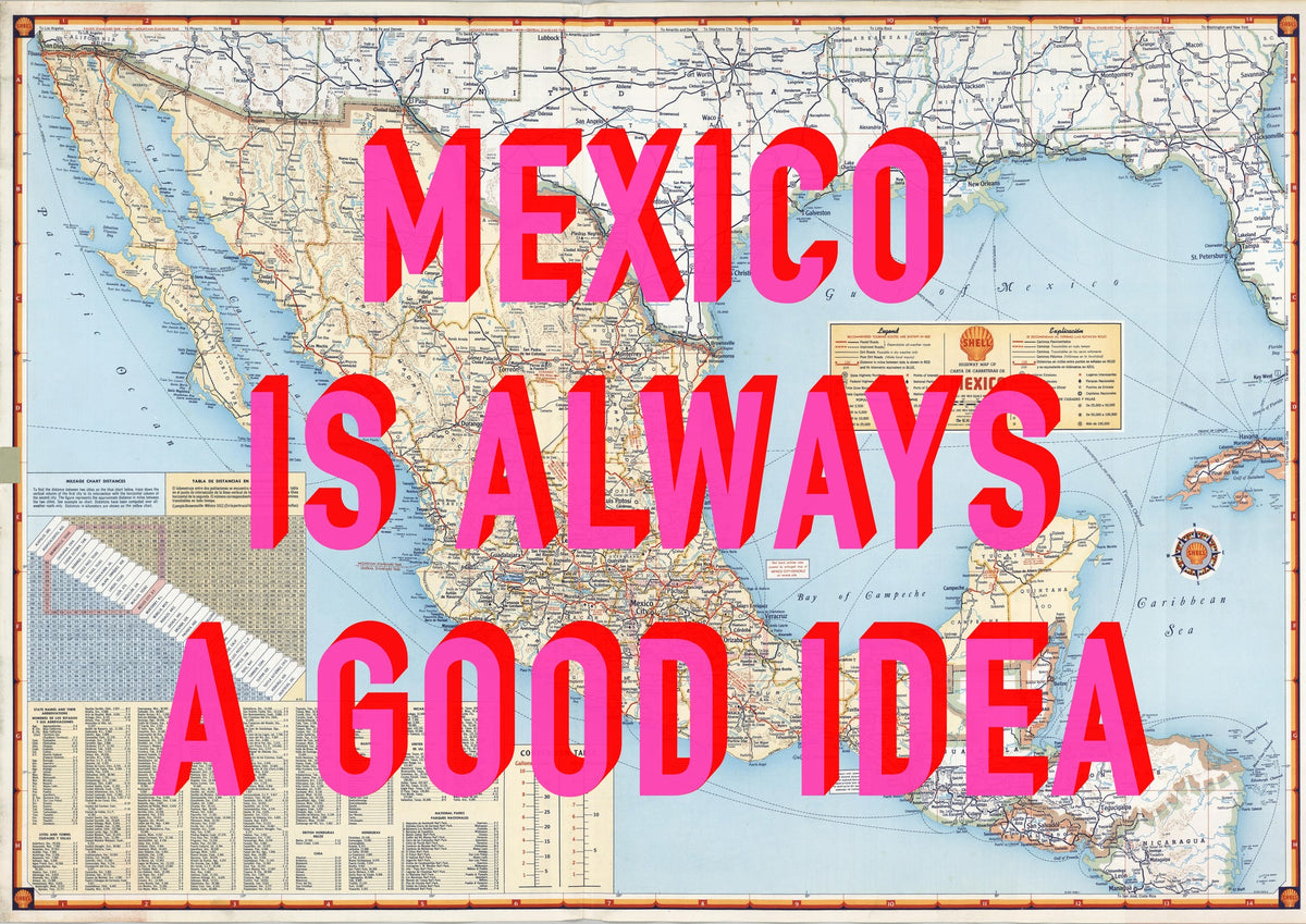 Mexico Retro Pop Art Map Print (Landscape)