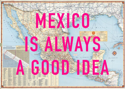 Mexico Retro Pop Art Map Print (Landscape)