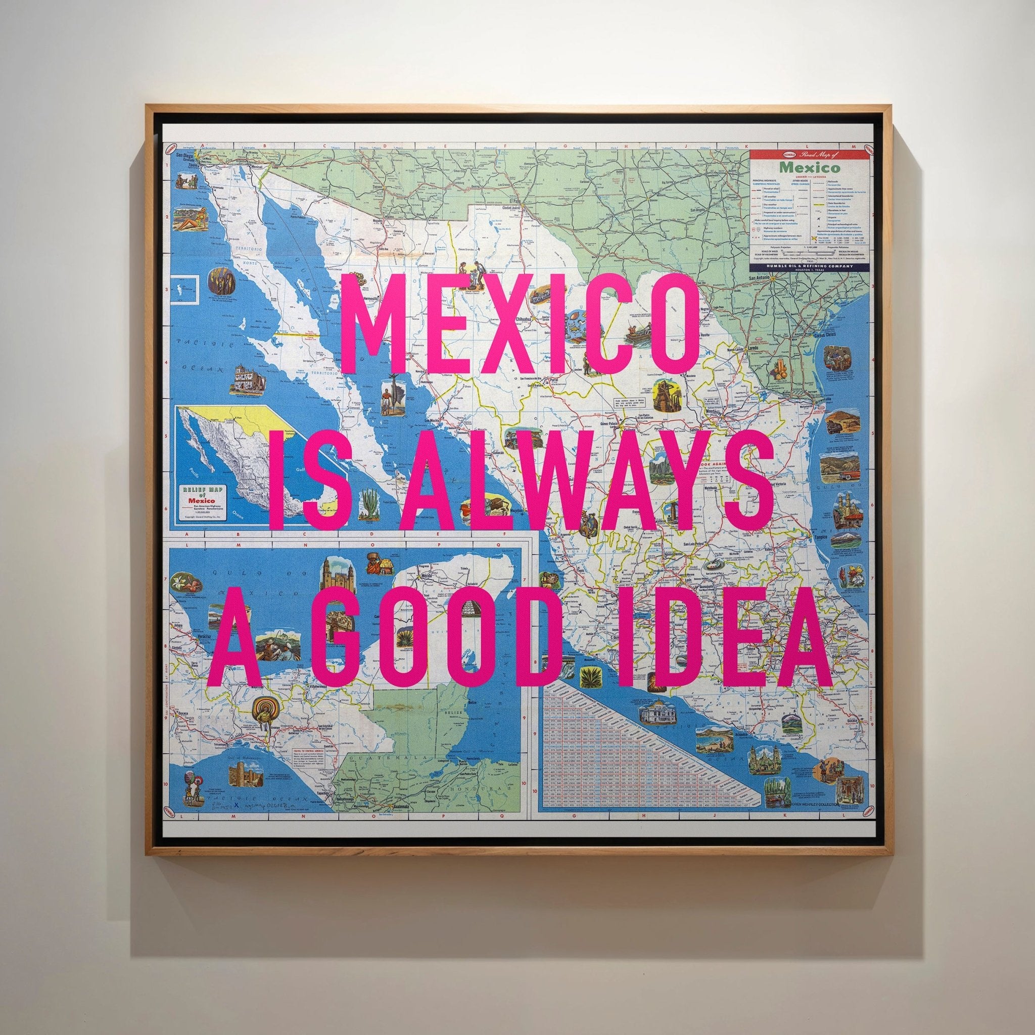 Mexico Retro Pop Art Map Print (Square) - Magic Posters