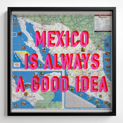 Mexico Retro Pop Art Map Print (Square) - black frame mockup - Magic Posters