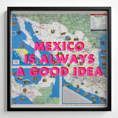 Mexico Retro Pop Art Map Print (Square) - black frame mockup - Magic Posters