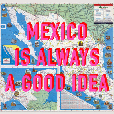 Mexico Retro Pop Art Map Print (Square)