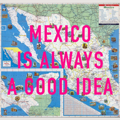 Mexico Retro Pop Art Map Print (Square)