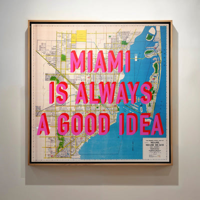 Miami Retro Pop Art Map Print (Square) - Magic Posters