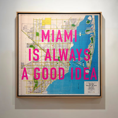 Miami Retro Pop Art Map Print (Square) - Magic Posters