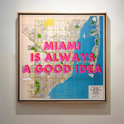 Miami Retro Pop Art Map Print (Square) - Magic Posters