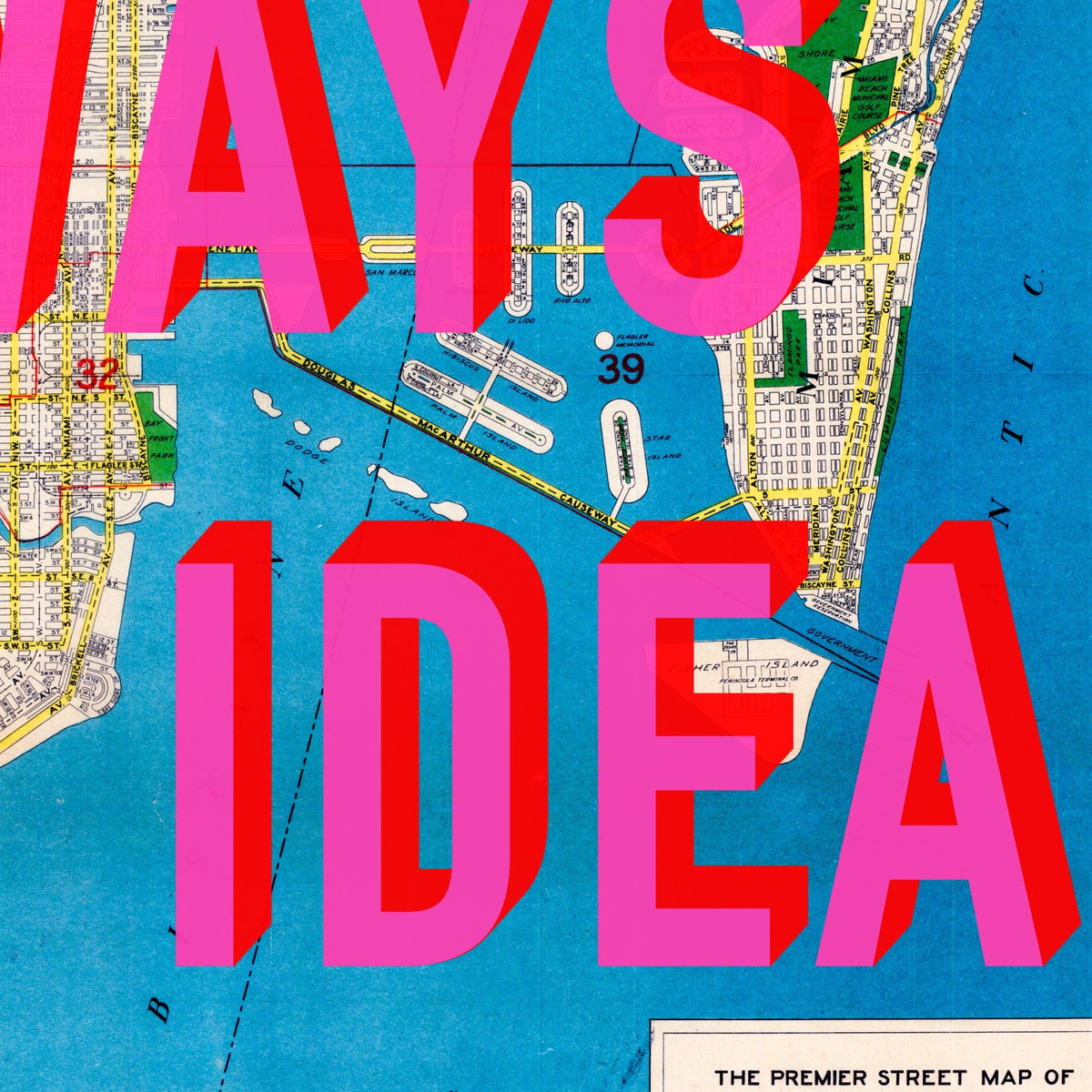 Miami Retro Pop Art Map Print (Square)