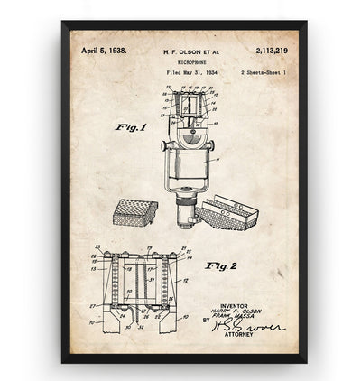 Microphone 1938 Patent Print - Magic Posters