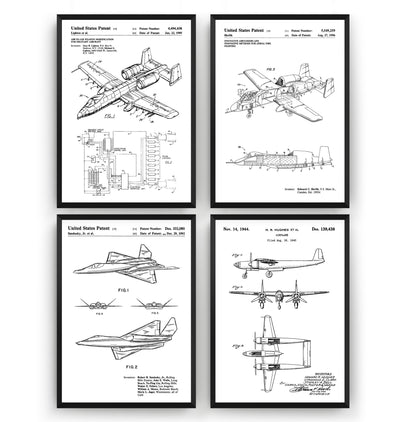 Military Aircraft Set Of 4 Patent Prints - Magic Posters