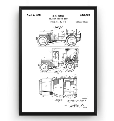 Military Vehicle Body 1942 Patent Print - Magic Posters