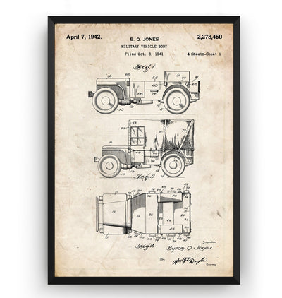 Military Vehicle Body 1942 Patent Print - Magic Posters