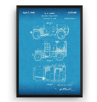 Military Vehicle Body 1942 Patent Print - Magic Posters