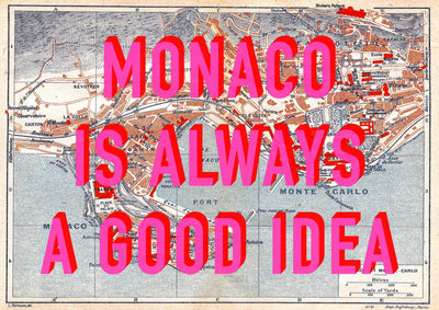 Monaco Retro Pop Art Map Print (landscape)