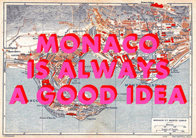 Monaco Retro Pop Art Map Print (landscape)
