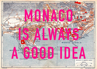 Monaco Retro Pop Art Map Print (landscape)