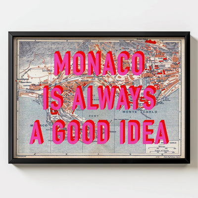 Monaco Retro Pop Art Map Print (landscape) - Magic Posters