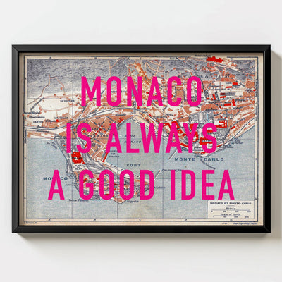 Monaco Retro Pop Art Map Print (landscape) - Magic Posters