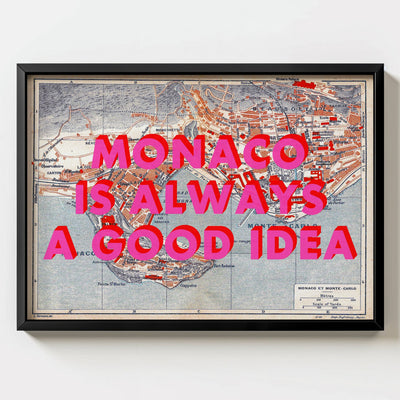 Monaco Retro Pop Art Map Print (landscape) - Magic Posters