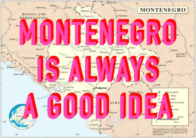 Montenegro Retro Pop Art Map Print (landscape) - Magic Posters