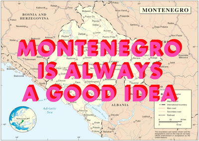 Montenegro Retro Pop Art Map Print (landscape) - Magic Posters