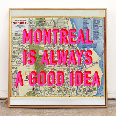 Montreal Retro Pop Art Map Print (Square) - Magic Posters
