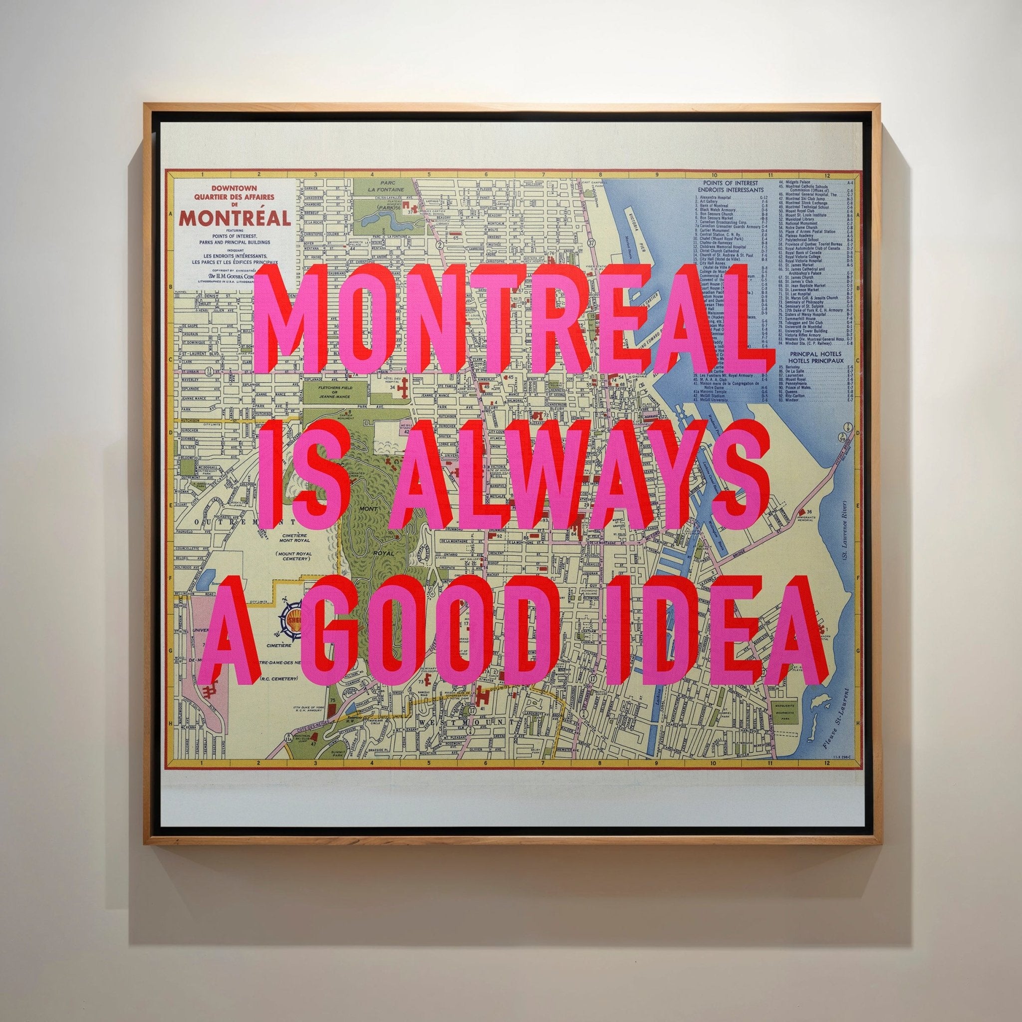 Montreal Retro Pop Art Map Print (Square) - Magic Posters