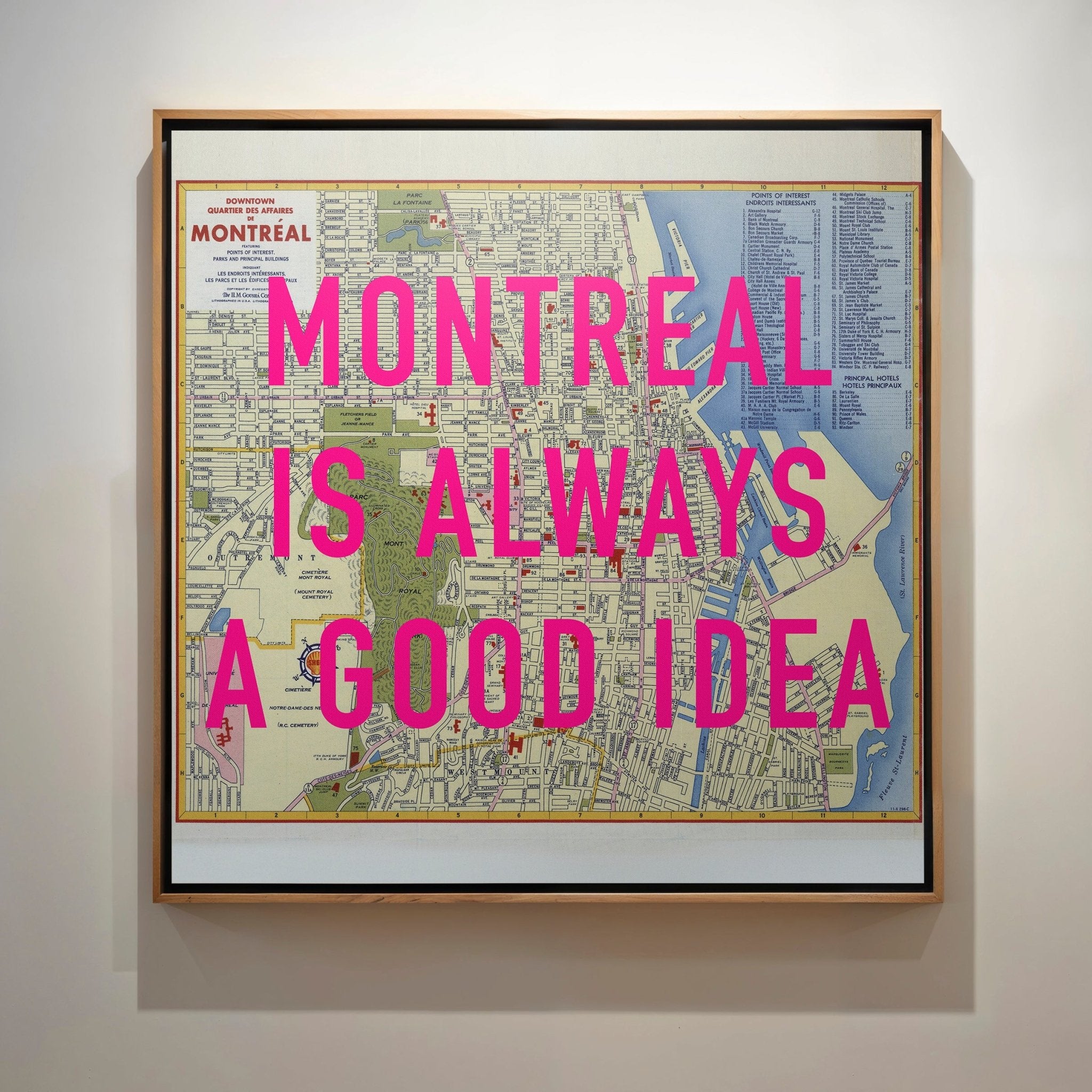 Montreal Retro Pop Art Map Print (Square) - Magic Posters