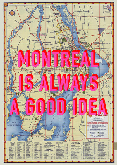 Montreal Retro Pop Art Map Print (portrait) - Magic Posters