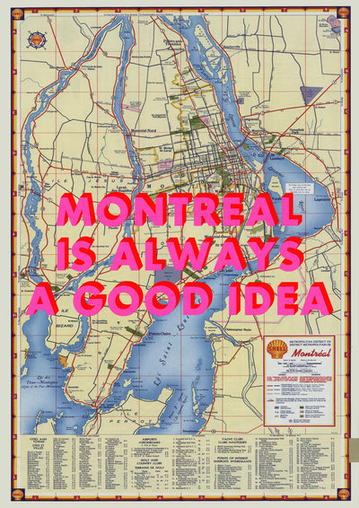 Montreal Retro Pop Art Map Print (portrait) - Magic Posters