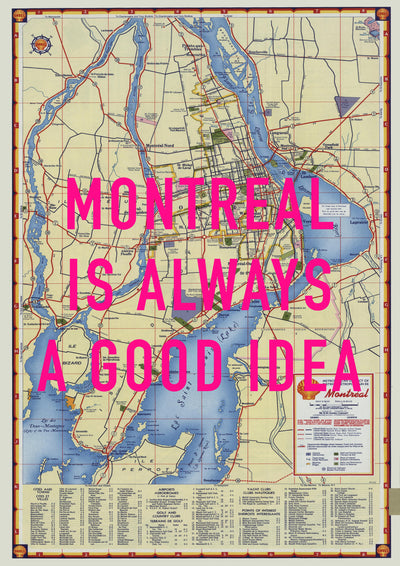 Montreal Retro Pop Art Map Print (portrait) - Magic Posters
