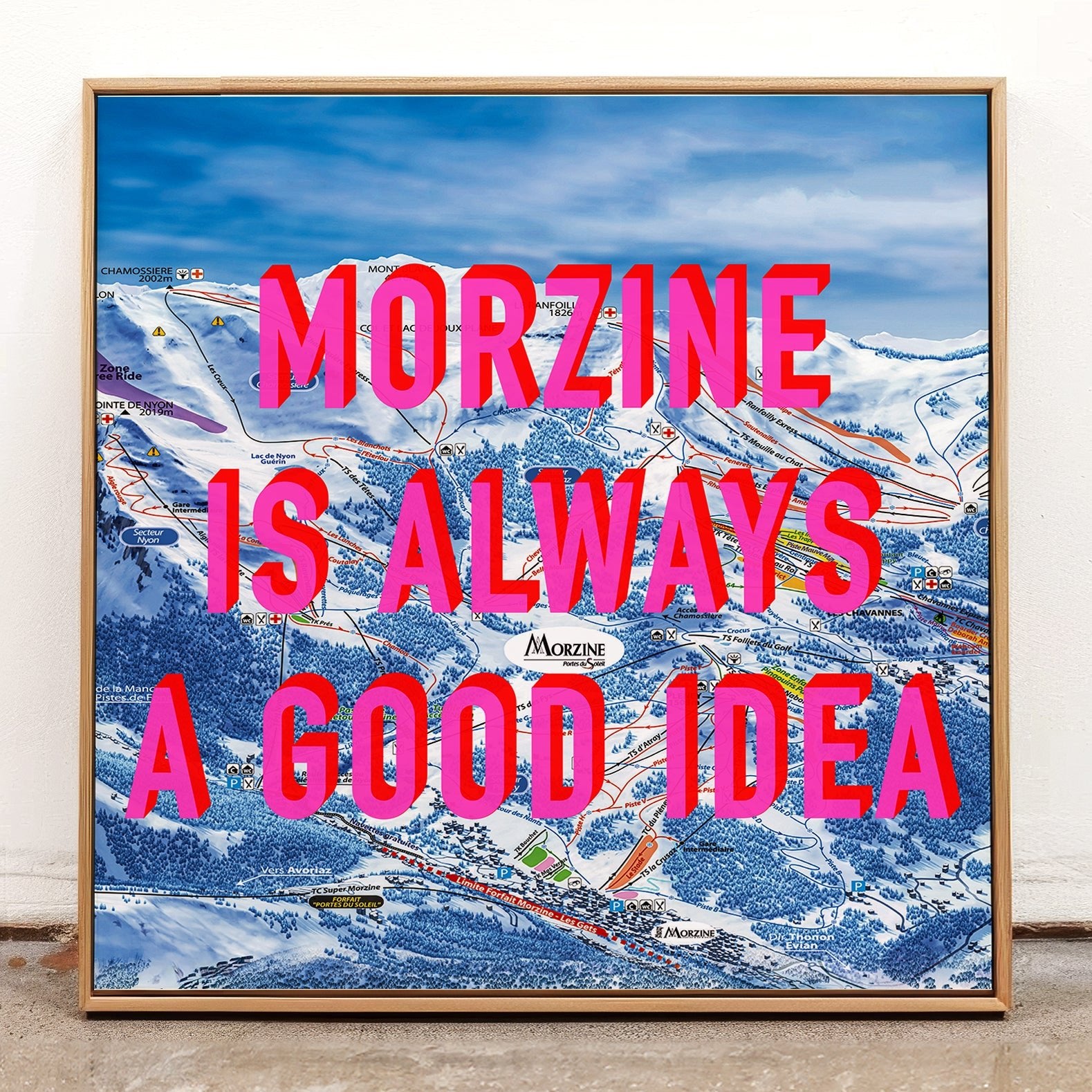 Morzine Retro Pop Art Ski Map Print (Square) - Magic Posters