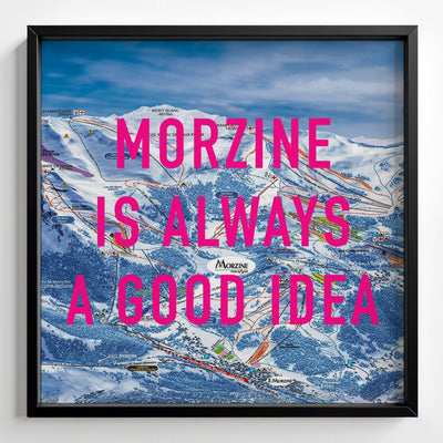 Morzine Retro Pop Art Ski Map Print (Square) - black frame mockup - Magic Posters
