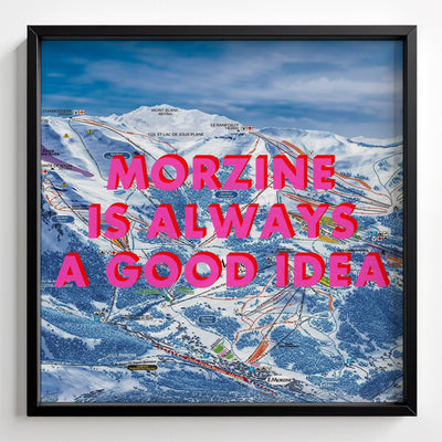Morzine Retro Pop Art Ski Map Print (Square) - black frame mockup - Magic Posters