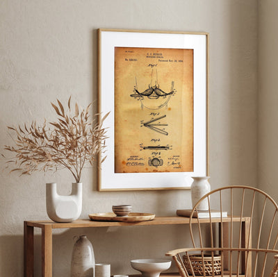 Moustache Curler 1894 Patent Print - Magic Posters