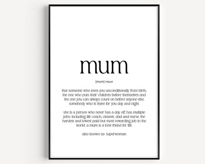 Mum Definition Print - Magic Posters