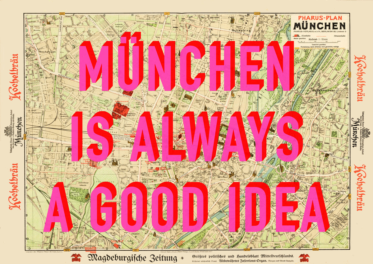 München Retro Pop Art Map Print (landscape) - Magic Posters
