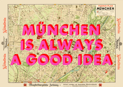 München Retro Pop Art Map Print (landscape) - Magic Posters