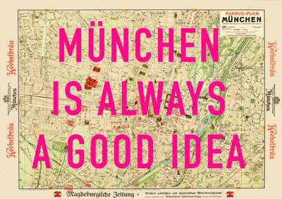München Retro Pop Art Map Print (landscape) - Magic Posters