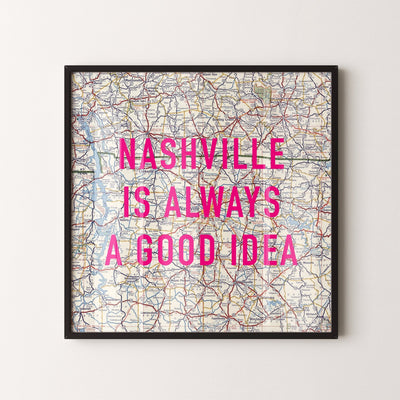 Nashville Retro Pop Art Map Print - Magic Posters